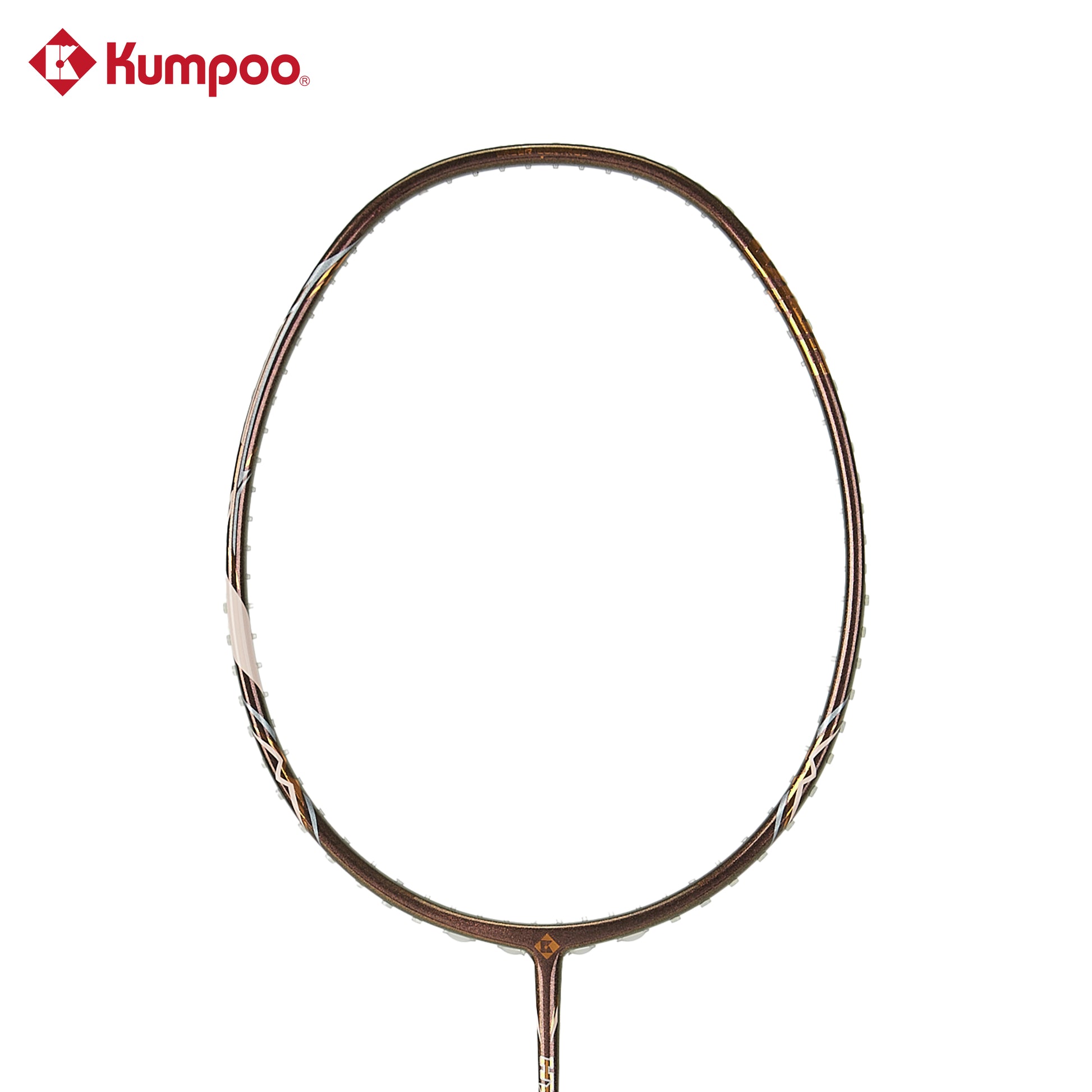 Kumpoo Hyper Shot Wind unstrung badminton racket with a gold frame, lightweight design, and aerodynamic features for enhanced gameplay.