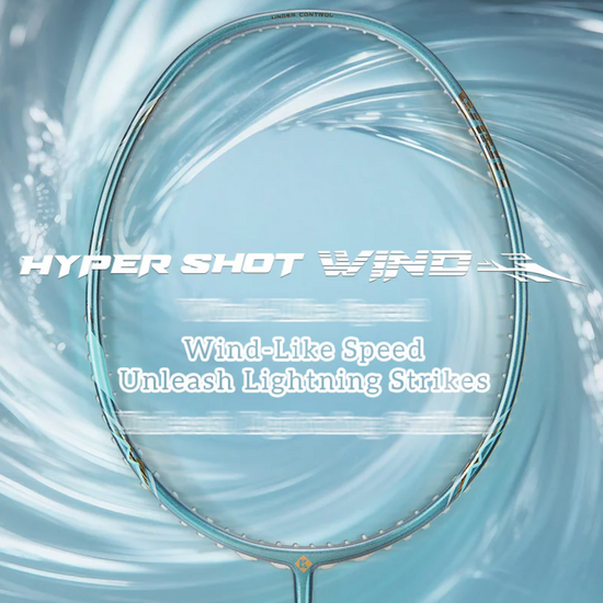 Kumpoo Hyper Shot Wind unstrung badminton racket with a sleek frame and grip, designed for lightweight play and agility.