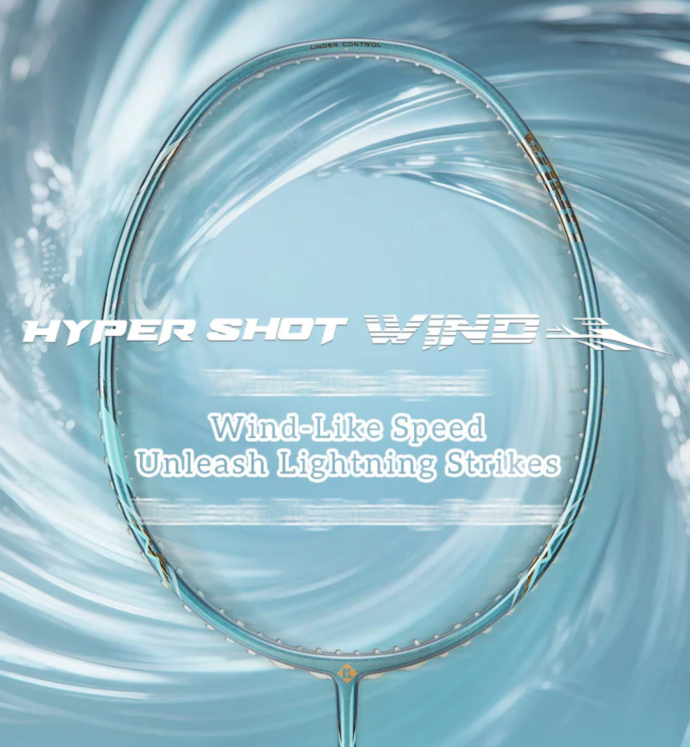 Kumpoo Hyper Shot Wind unstrung badminton racket with a sleek frame and grip, designed for lightweight play and agility.