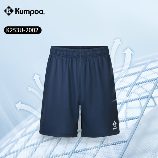 Kumpoo K253U-2002 unisex performance sports shorts for badminton, pickleball, tennis, featuring lightweight fabric and casual style.
