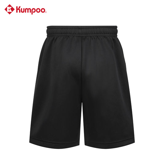 Kumpoo K253U-2117 unisex performance sports shorts for badminton, pickleball, tennis, and casual wear, shown in black.