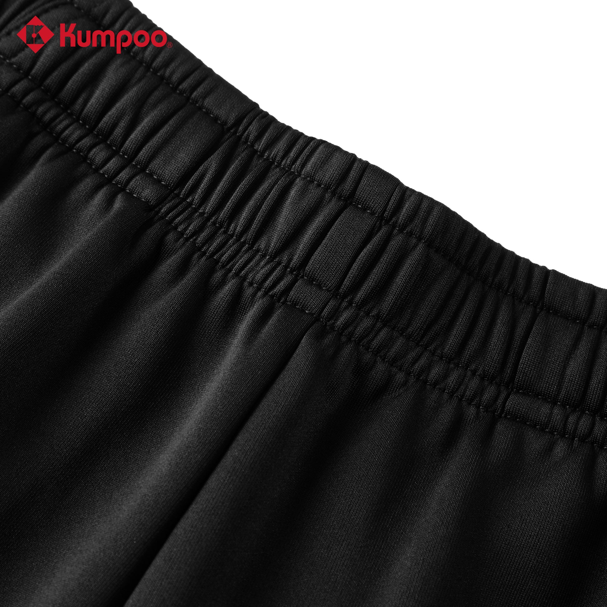Kumpoo K253U-2117 unisex performance sports shorts for badminton, pickleball, tennis, and casual wear, shown in black fabric.