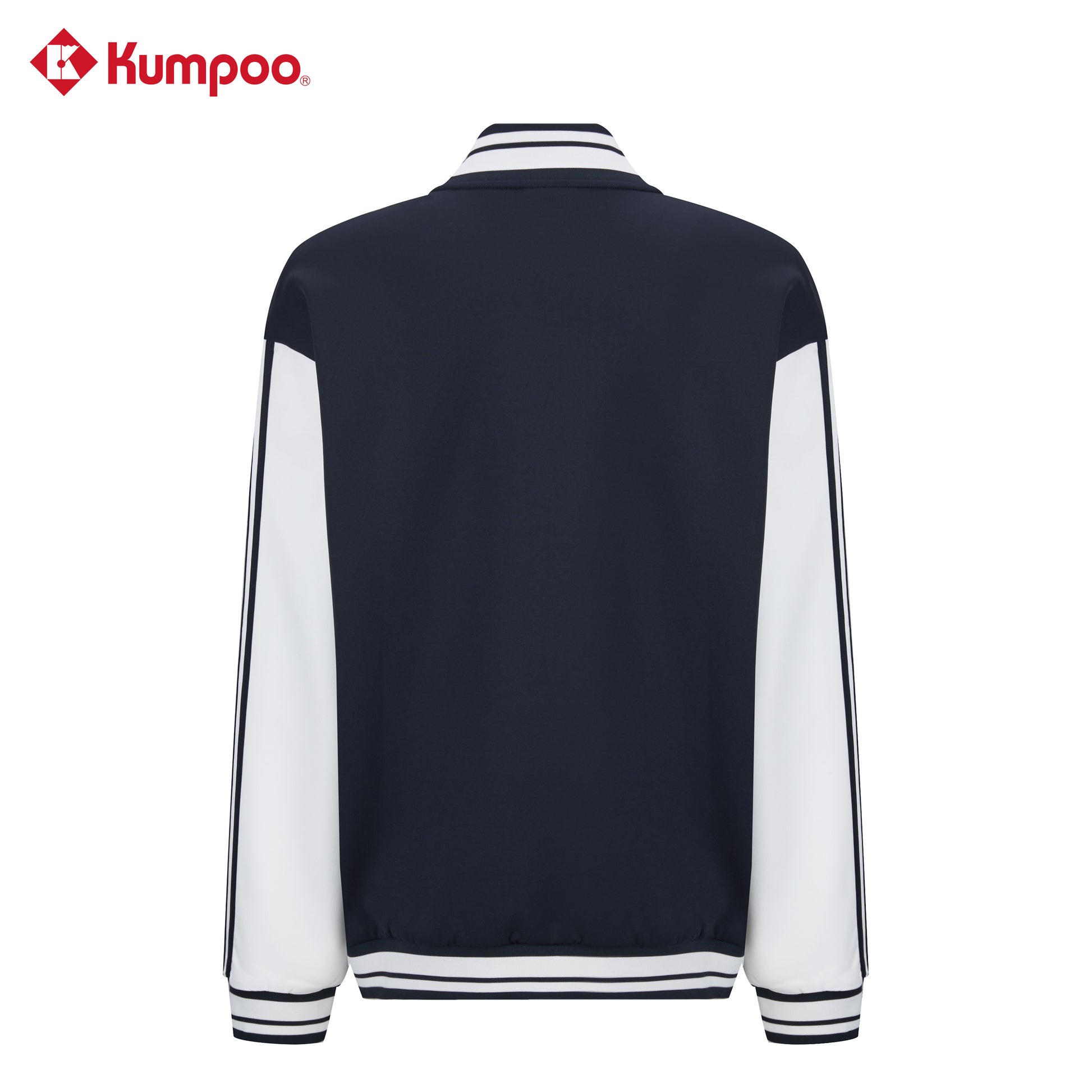 Kumpoo K253U-5003 unisex long sleeve sports jacket displayed on a hanger, featuring a sleek design and lightweight fabric.