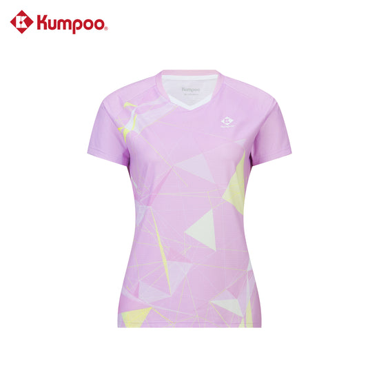 Kumpoo women's quick-dry sports T-shirt for badminton and training, lightweight tops with breathable fabric.