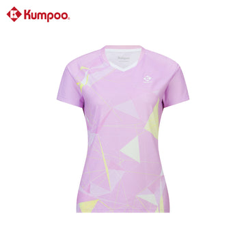 Kumpoo women's quick-dry sports T-shirt for badminton and training, lightweight tops with breathable fabric.