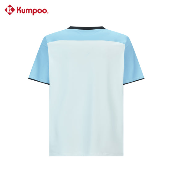 Kumpoo men's quick-dry sports T-shirt for badminton and training, lightweight tops with breathable fabric, black color, front view