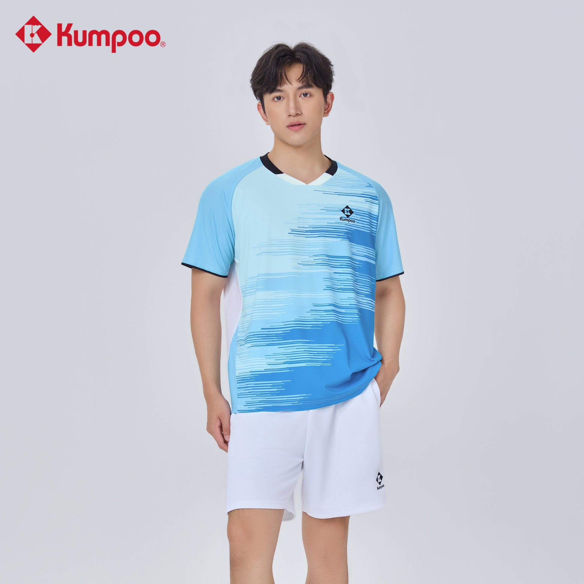 Kumpoo K261M-1169 men's quick-dry sports T-shirt, ideal for badminton and training, shown in a vibrant athletic style.