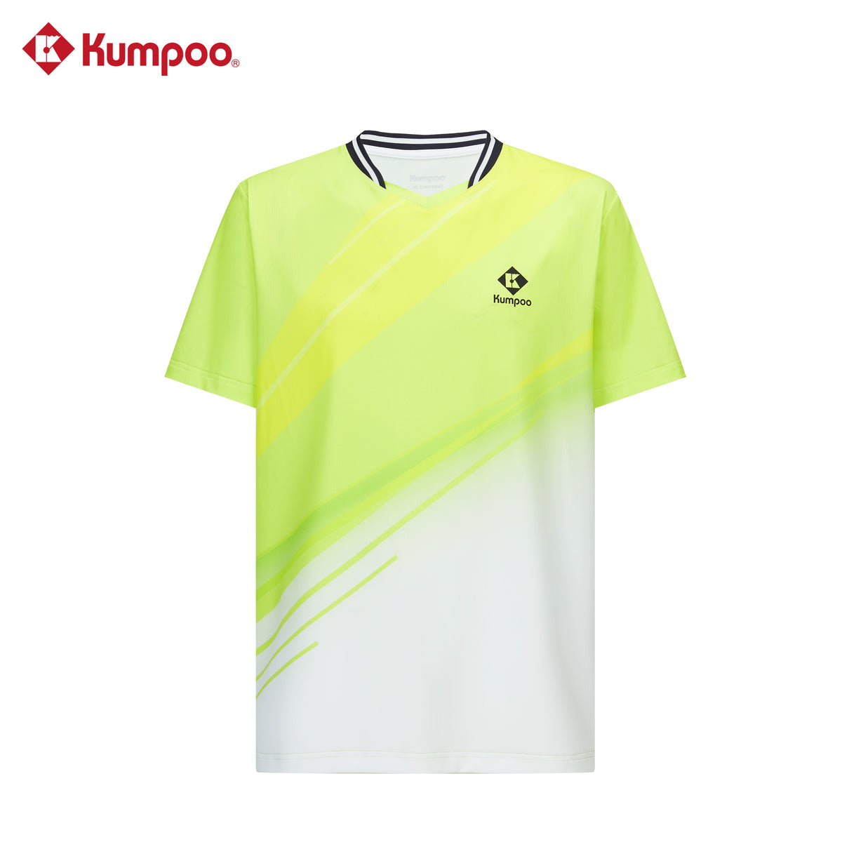 Kumpoo K261M-1226 men's quick-dry sports T-shirt for badminton and training, black fabric with breathable design