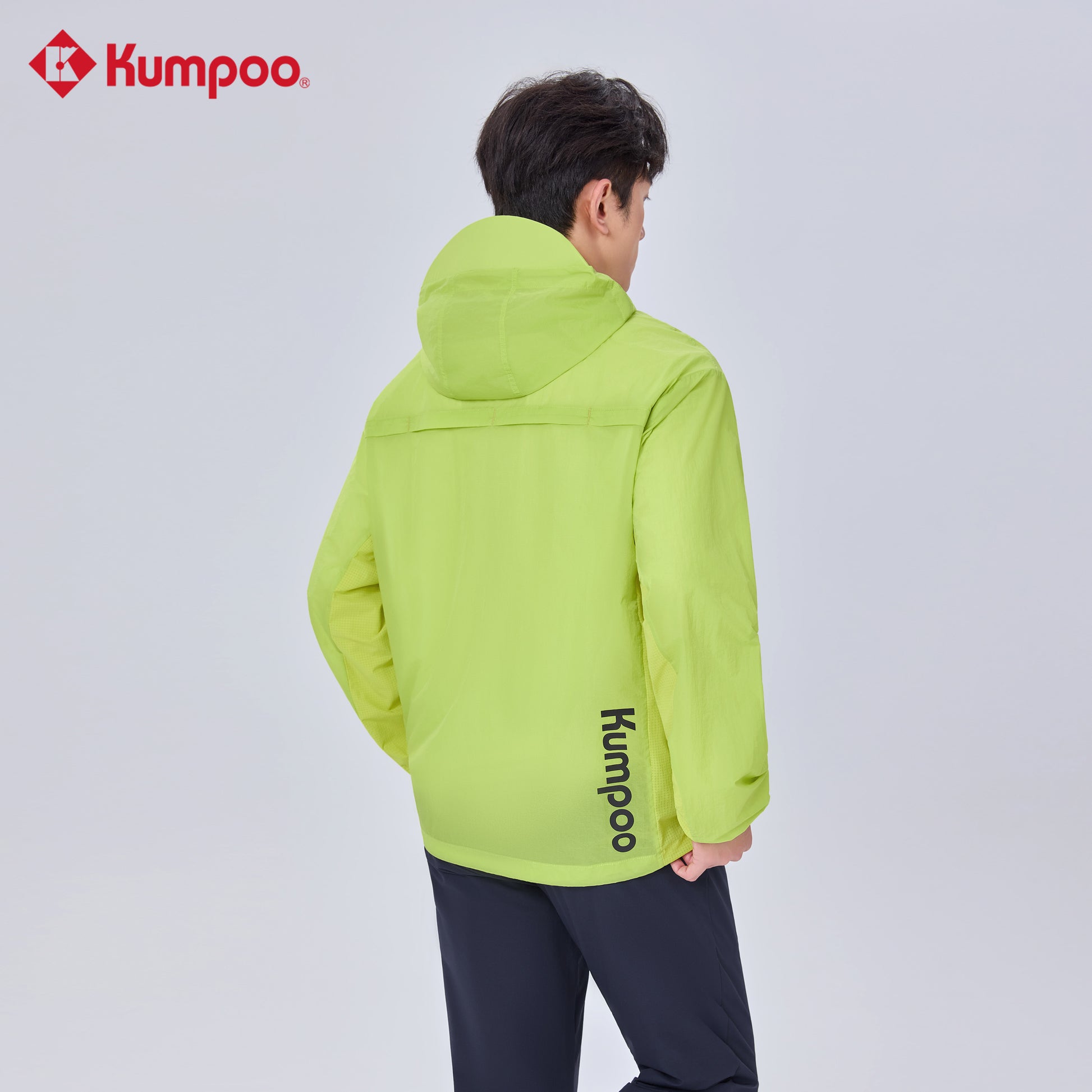 Kumpoo K261M-5655 men's long sleeve sports jacket with zipper front and athletic fit, navy blue color, suitable for active wear