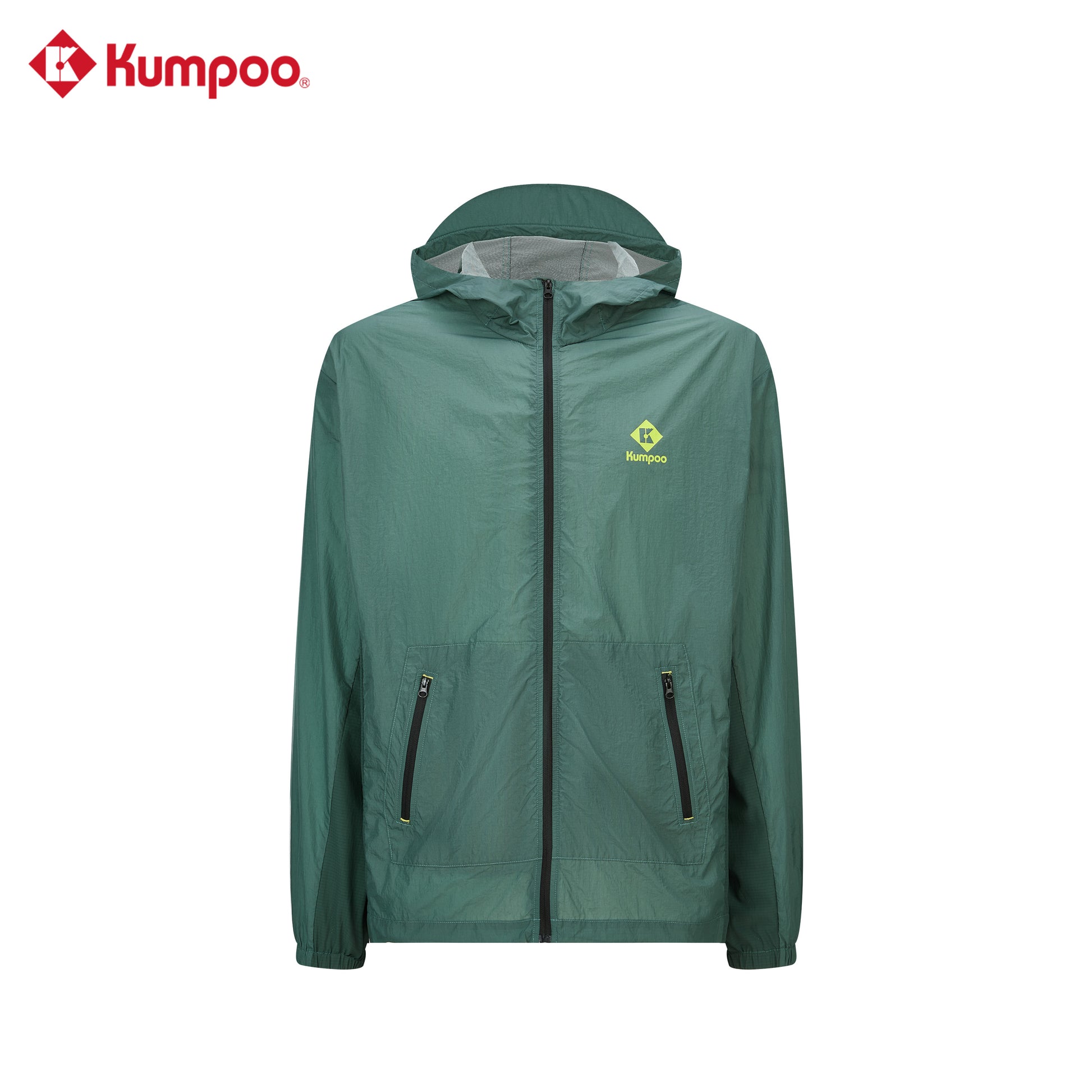 Kumpoo K261M-5655 men's long sleeve sports jacket with zip-up front, black color, and athletic fit, suitable for active wear.