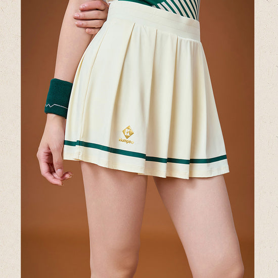 Kumpoo K261W-7542.25th women's long pants in a stylish skirt or dress design, shown in a natural fabric and fit.