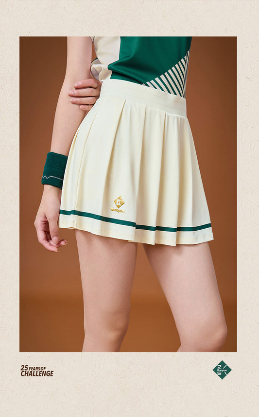 Kumpoo K261W-7542.25th women's long pants in a stylish skirt or dress design, shown in a natural fabric and fit.