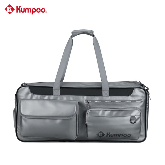 Kumpoo KB-663 badminton duffel bag with compartments for rackets, shoes, and sports gear, black and durable material.