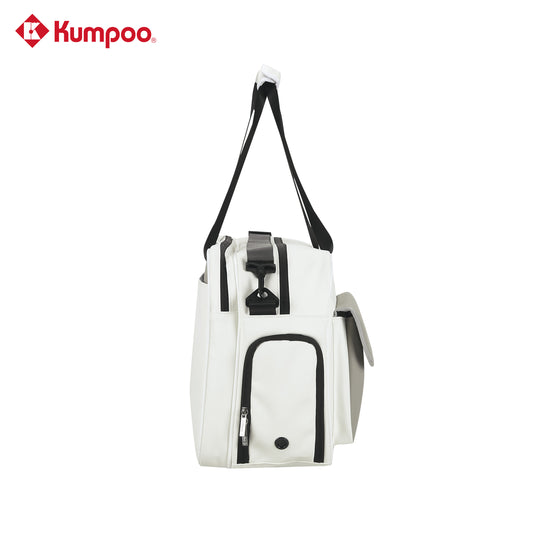 Kumpoo KB-663 badminton duffel bag with compartments for rackets, shoes, and sports gear, black and durable material.