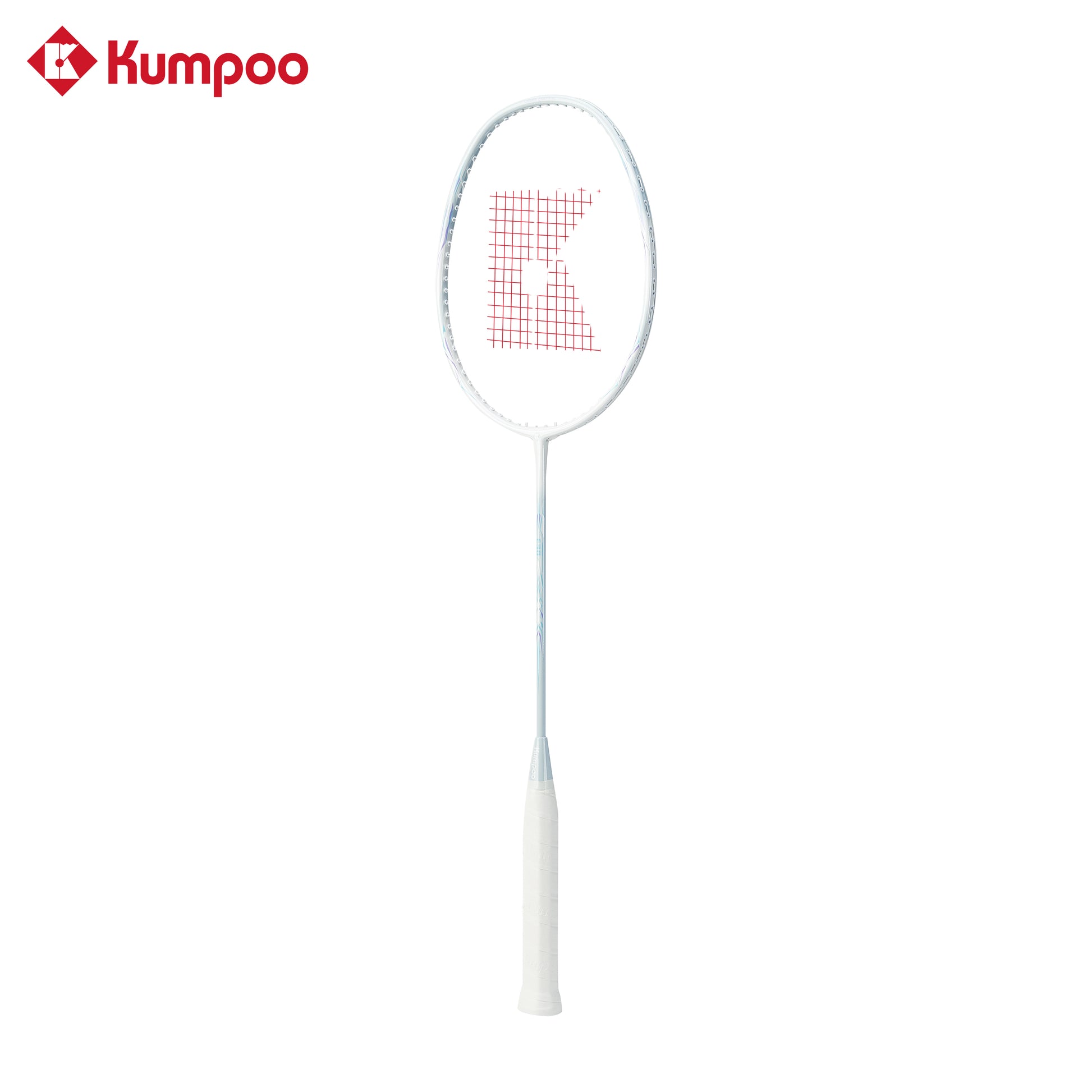Two Kumpoo E30 LX+ beginner pre-strung badminton rackets with grips and strings, ready for play, shown in the image.
