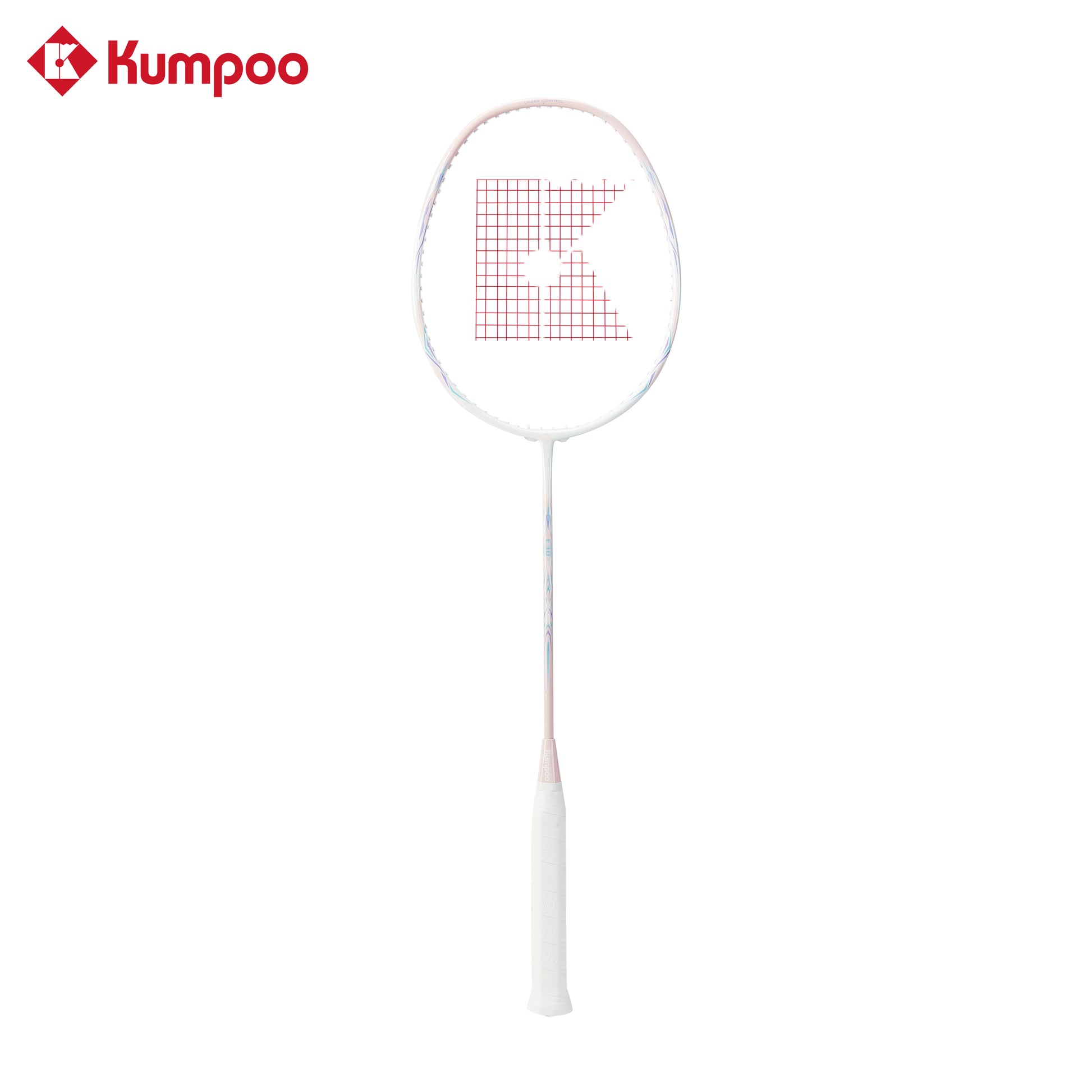 Two Kumpoo E30 LX+ beginner pre-strung badminton rackets with black and red grips, ready for play in a set.