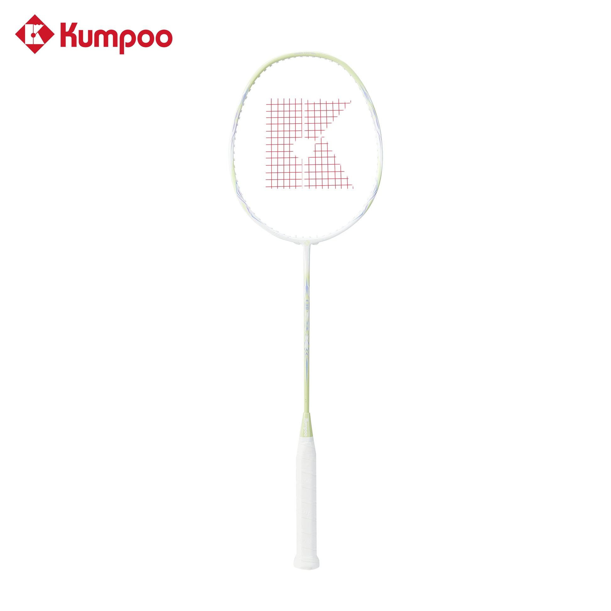 Two Kumpoo E30 LX+ beginner pre-strung badminton rackets with black handles and blue frame accents, displayed together.