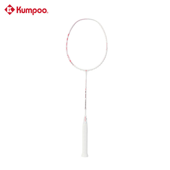 Kumpoo Pines II pre-strung badminton racket with black and red frame, lightweight design, and grip for enhanced performance.